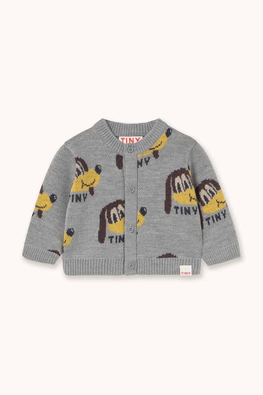 Tinycottons cardigan bebe DOGS BABY CARDIGAN culoarea gri, AW25-094