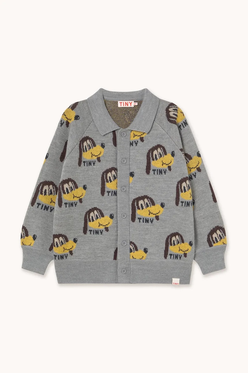 Tinycottons cardigan copii DOGS CARDIGAN culoarea gri, AW25-095