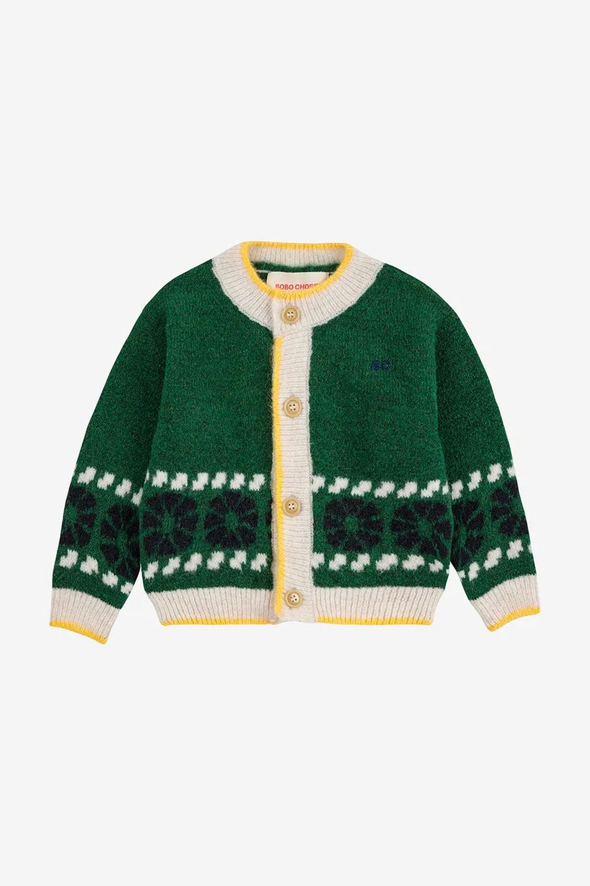 Кардиган для младенцев Bobo Choses Kaleidoscope цвет зелёный тёплый 225AB096