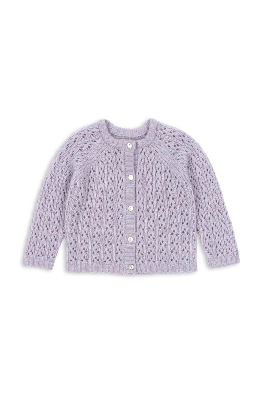 Детский кардиган с добавлением шерсти Konges Sløjd ISA CARDIGAN цвет фиолетовый лёгкий KS103829