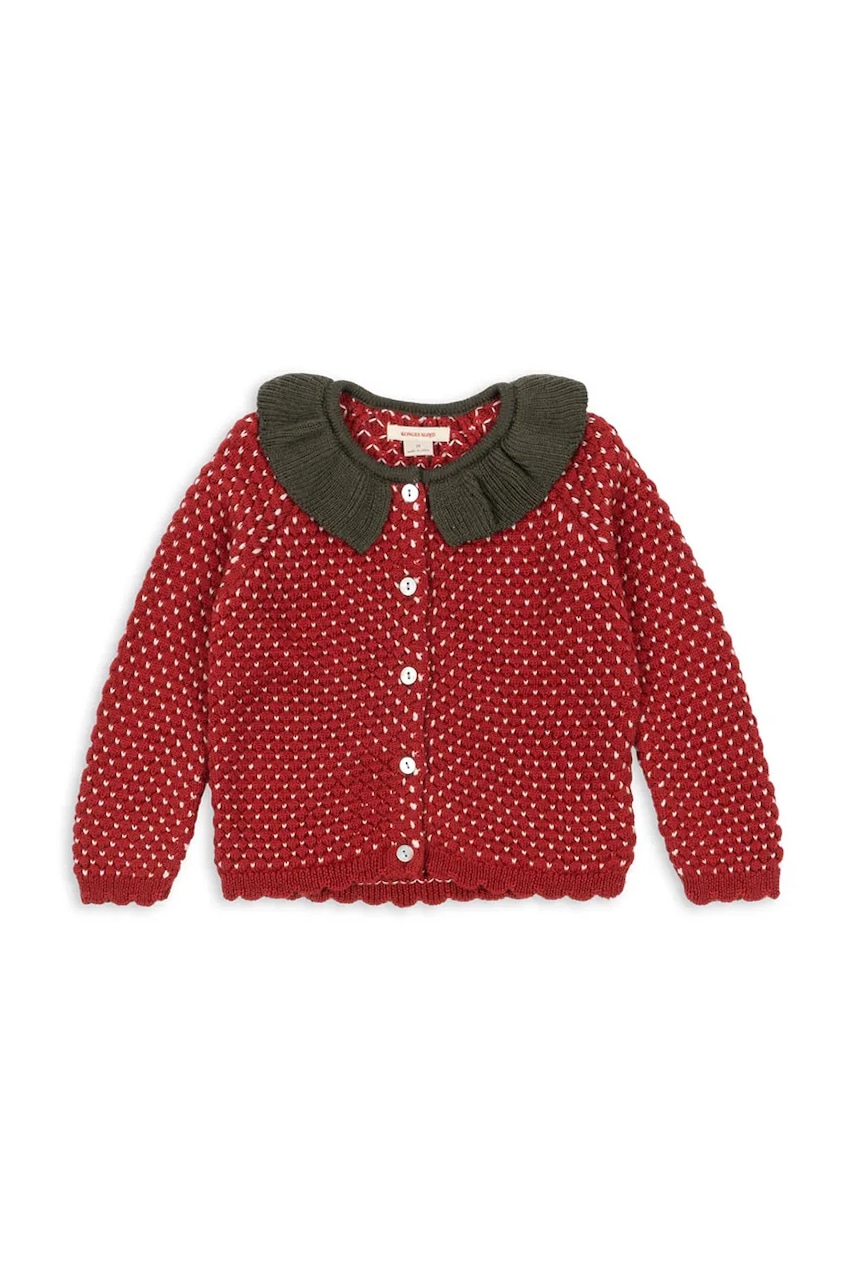 Konges Sløjd cardigan de lână pentru copii STRAWBERRY CARDIGAN culoarea roșu, KS104001