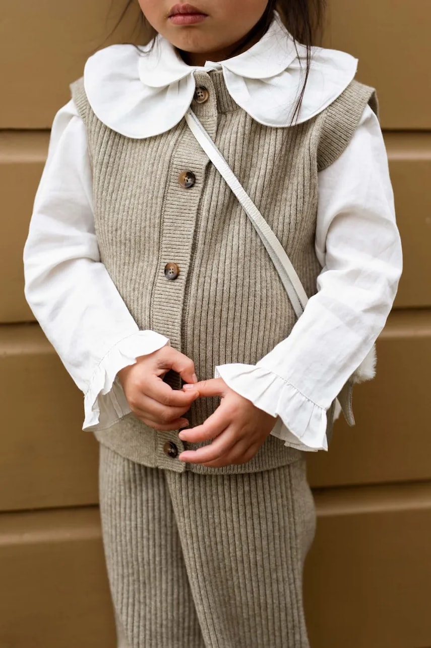 Donsje vestă copii Tjitske Vest culoarea bej, 4103800