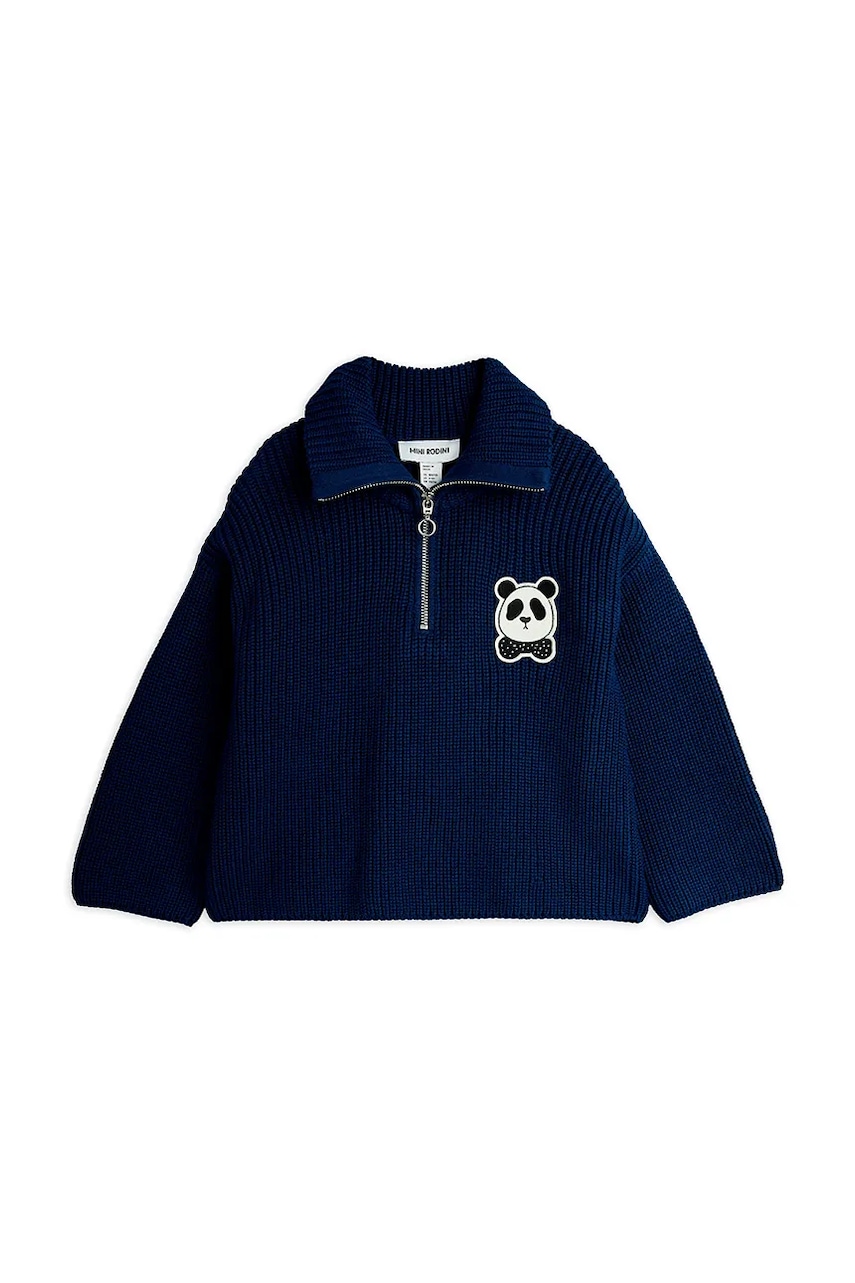 Детский хлопковый свитер Mini Rodini Panda цвет синий 25720119 Детский хлопковый свитер Mini Rodini Panda цвет синий 25720119