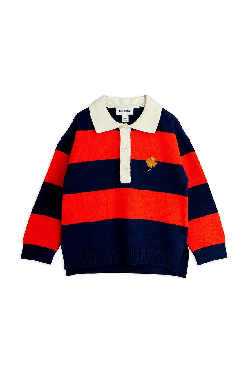 Детский свитер с шерстью Mini Rodini Clover цвет красный лёгкий 25720120
