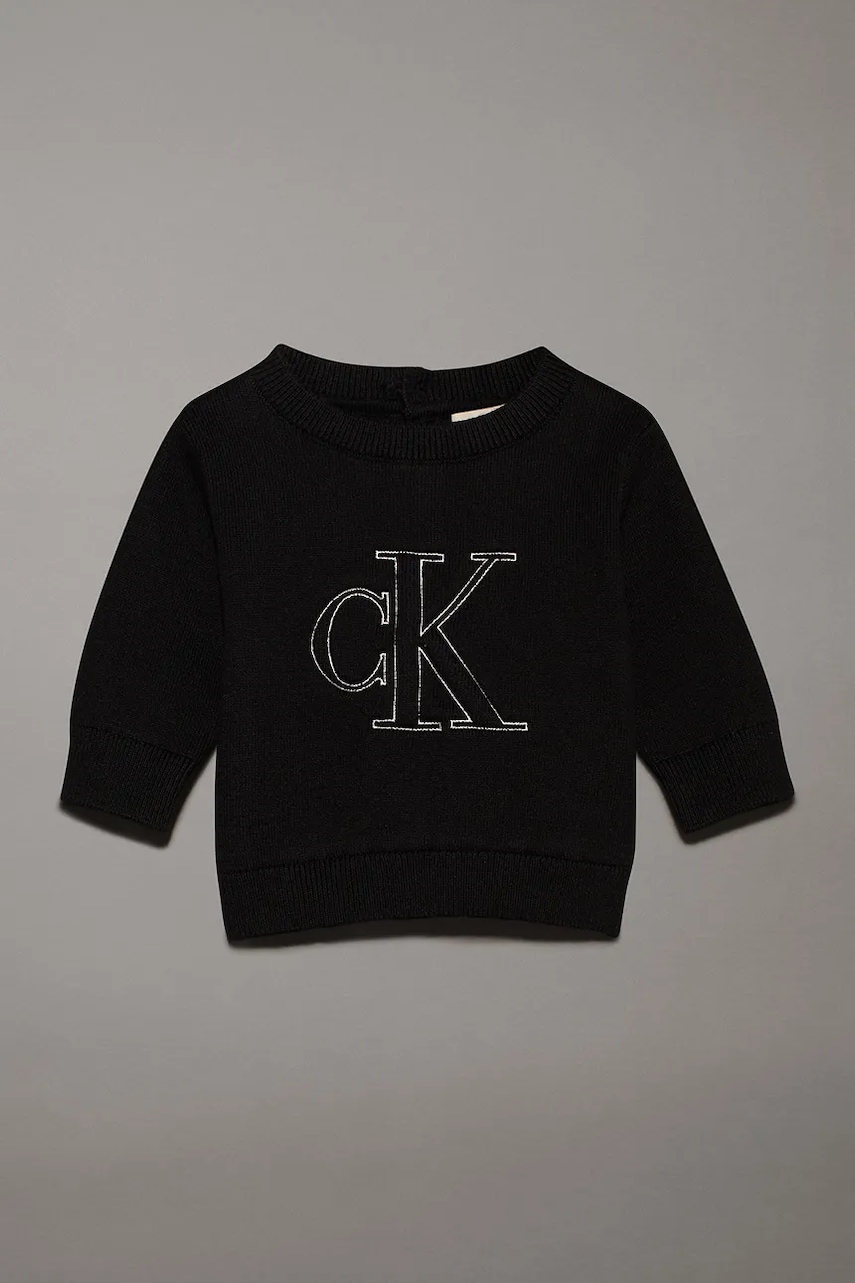 Levně Kojenecký svetr Calvin Klein Jeans černá barva, IN0IN00234