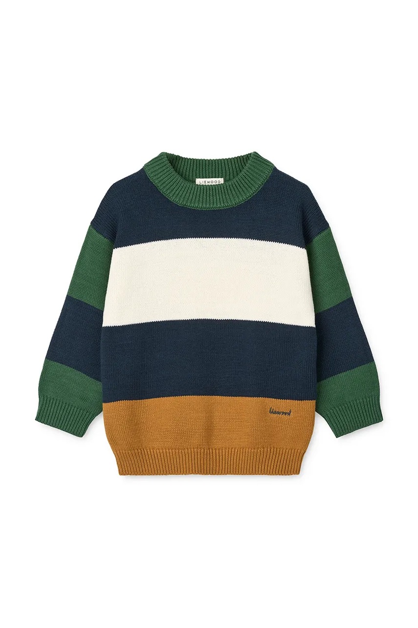 Детский хлопковый свитер Liewood Orlane Stripe Knit Jumper цвет синий LW20309