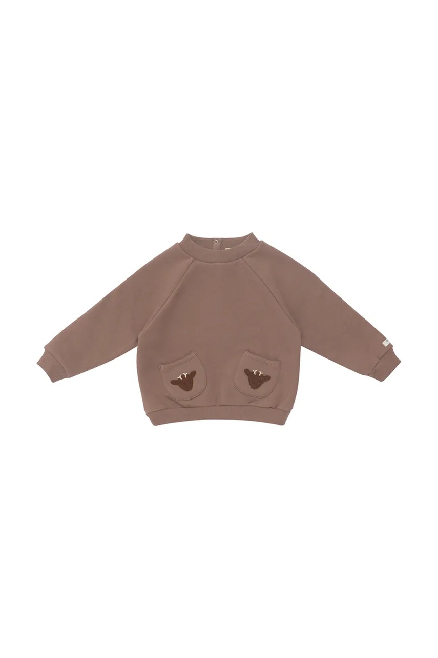 Бавовняна кофта для немовлят Donsje Foppe Sweater Stags колір коричневий однотонна 3042102