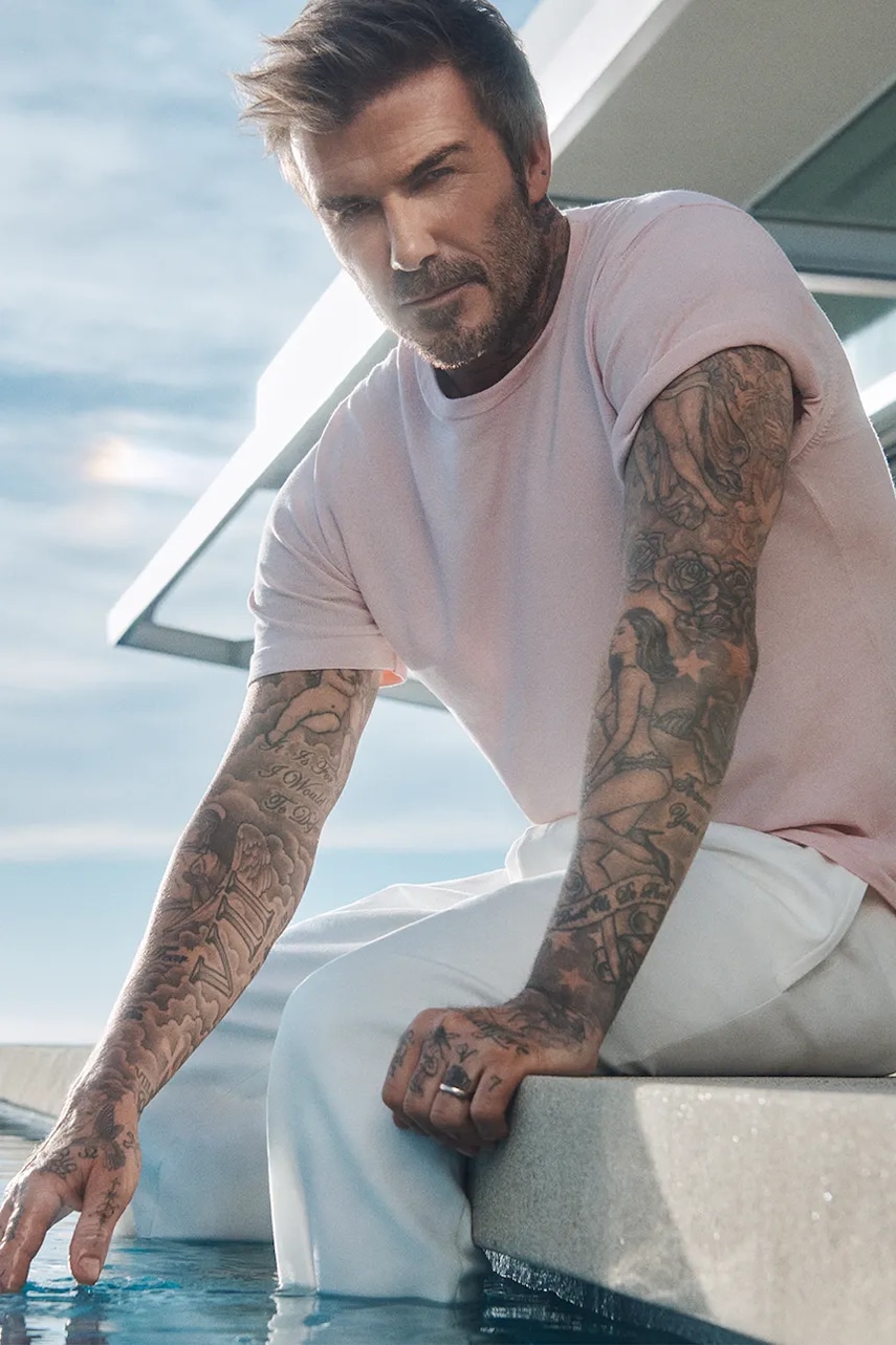 Levně Bavlněné tričko BOSS BECKHAM X BOSS pánské, růžová barva, 50552423