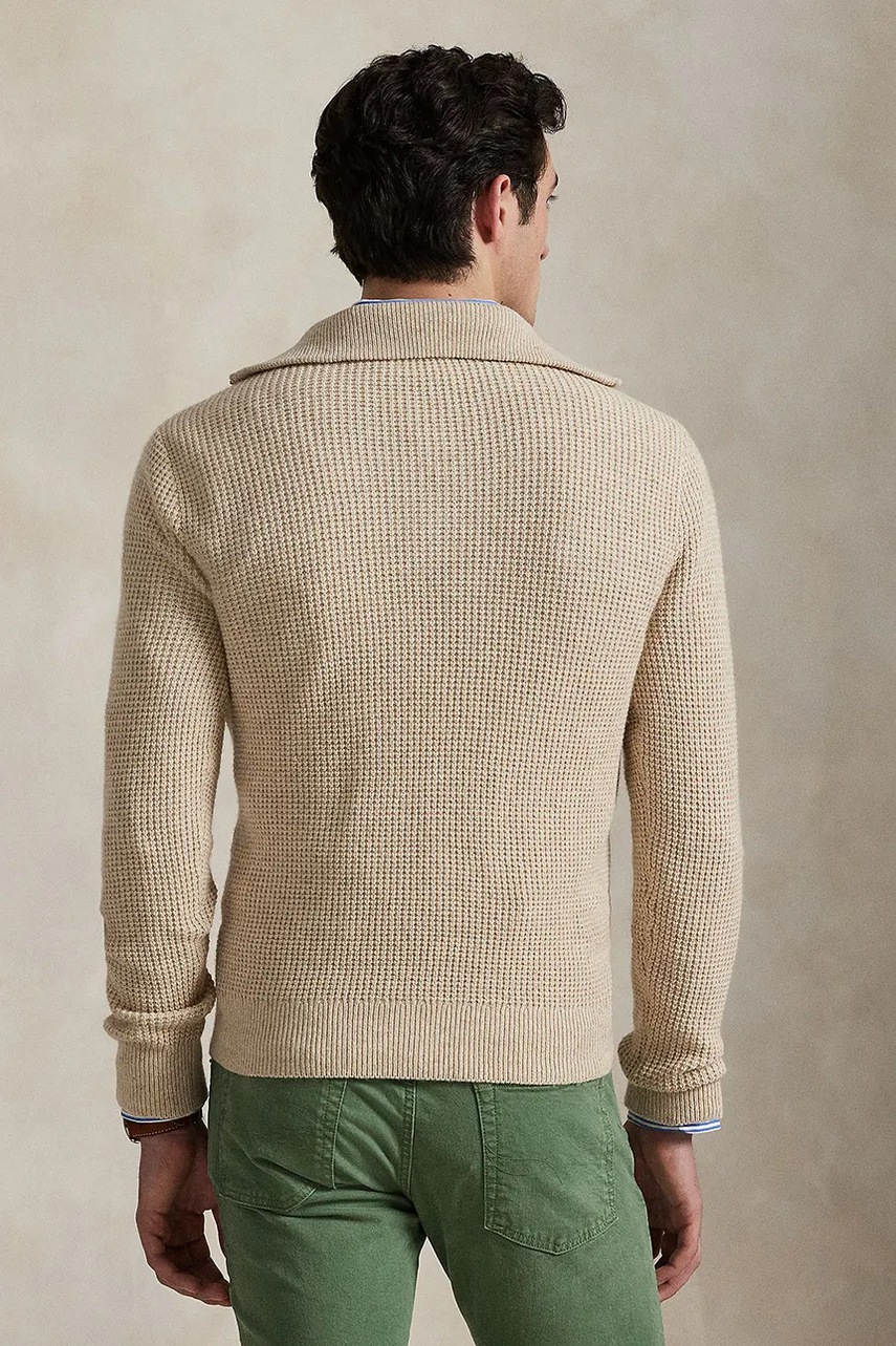 Шерстяной свитер Polo Ralph Lauren цвет бежевый тёплое с полугольфом 710941101
