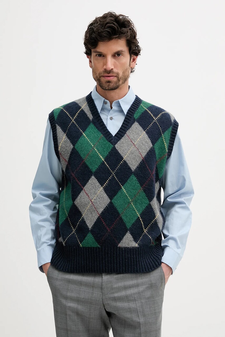 Levně Vlněná vesta Polo Ralph Lauren pánská, tmavomodrá barva, 710970657