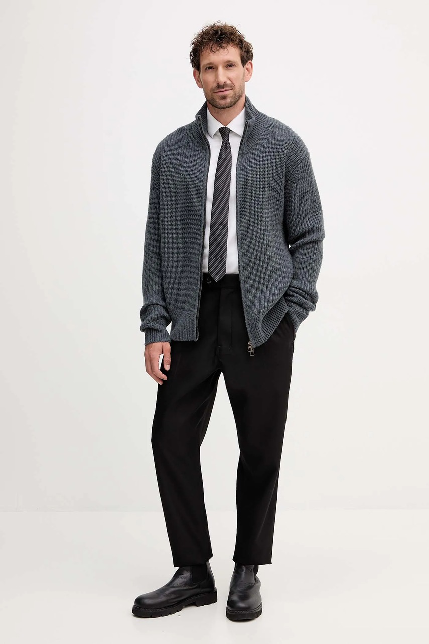 Шерстяной свитер BOSS BECKHAM X BOSS цвет серый 50554340