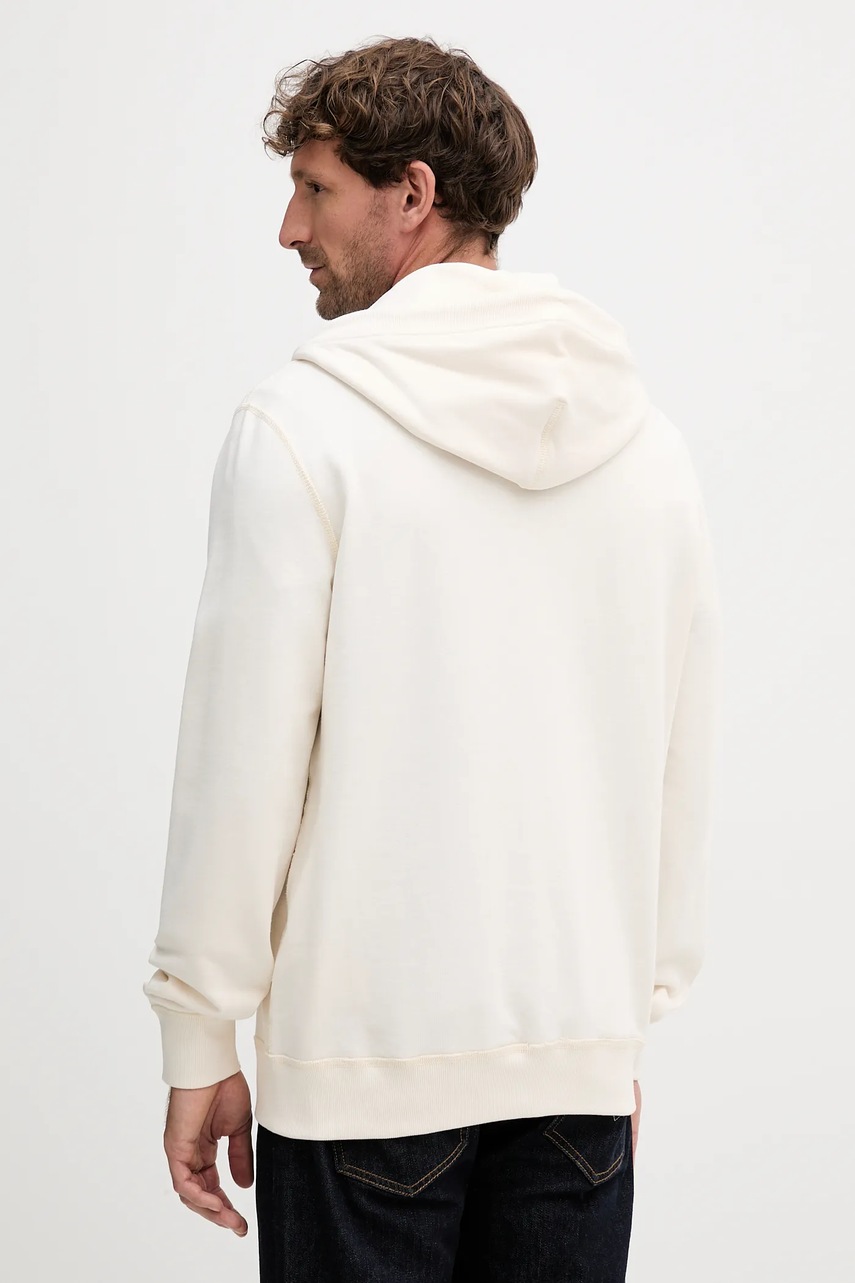 Хлопковая кофта Tommy Hilfiger цвет бежевый с капюшоном однотонная MW0MW39691