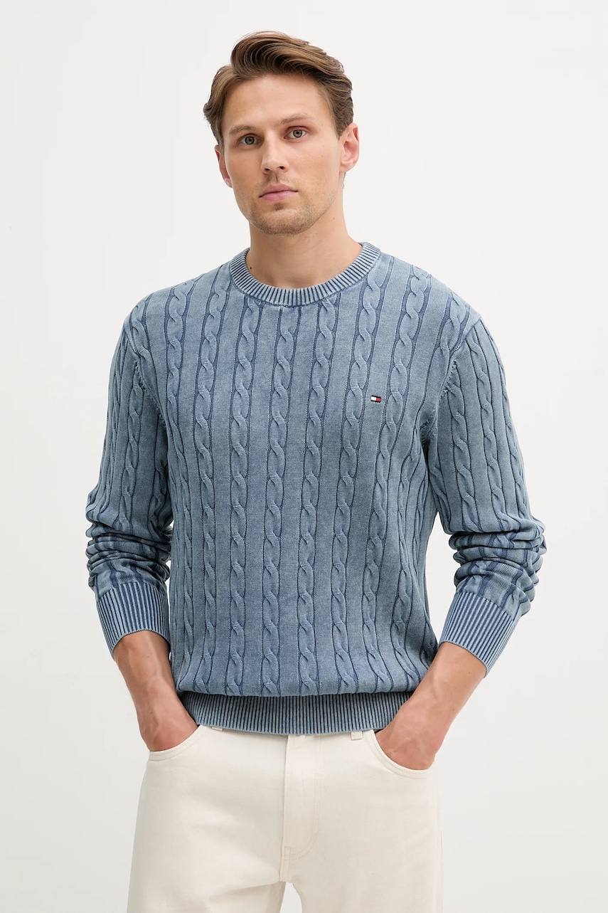 Bavlněný svetr Tommy Hilfiger pánský, modrá barva, MW0MW39524