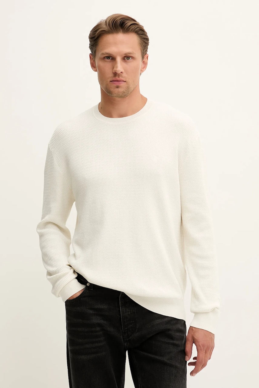 Levně Svetr Calvin Klein pánský, béžová barva, LV04LB327G