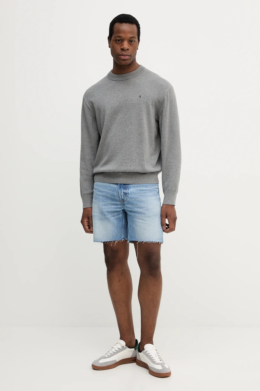 Хлопковый свитер Calvin Klein Jeans цвет серый лёгкий LV04RC309G