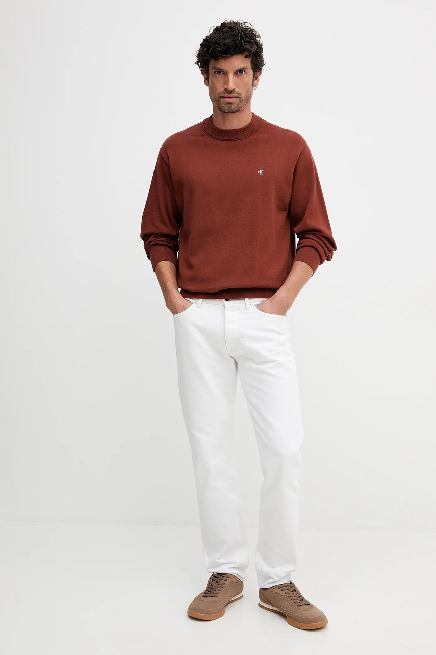 Хлопковый свитер Calvin Klein Jeans цвет бордовый лёгкий LV04RC309G