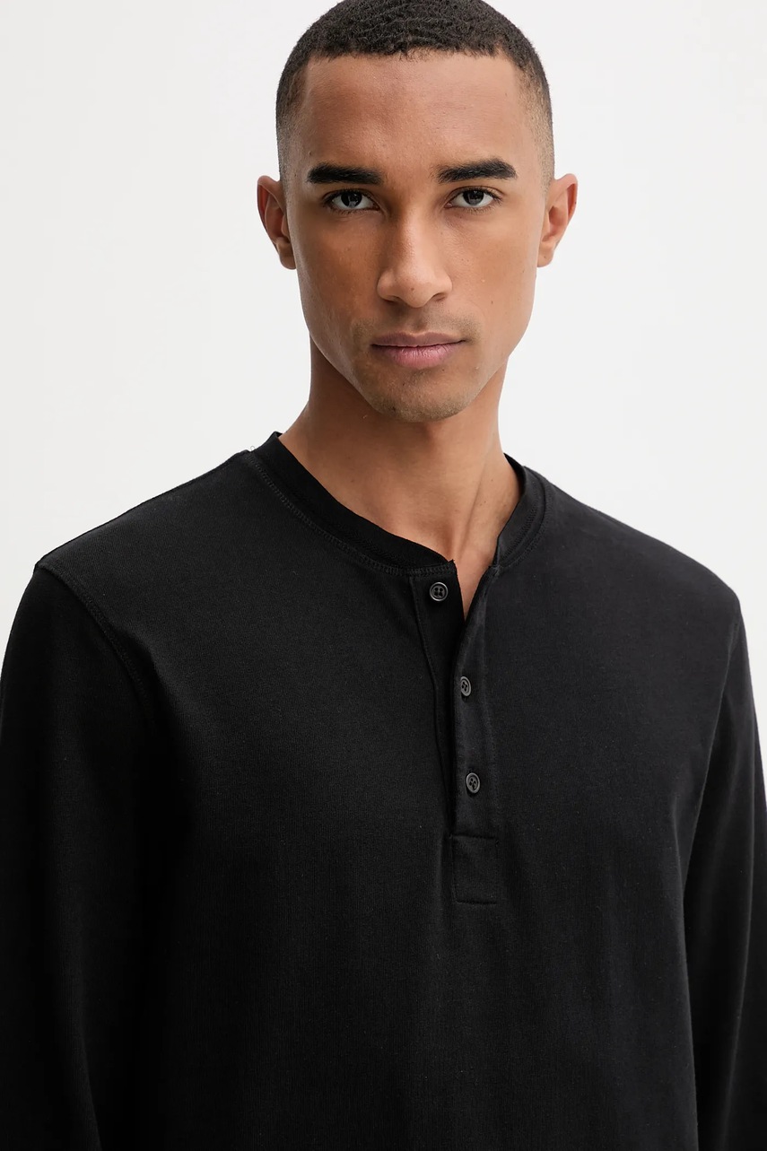 Βαμβακερή μπλούζα με μακριά μανίκια Filippa K χρώμα: μαύρο, 31498 φωτογραφία