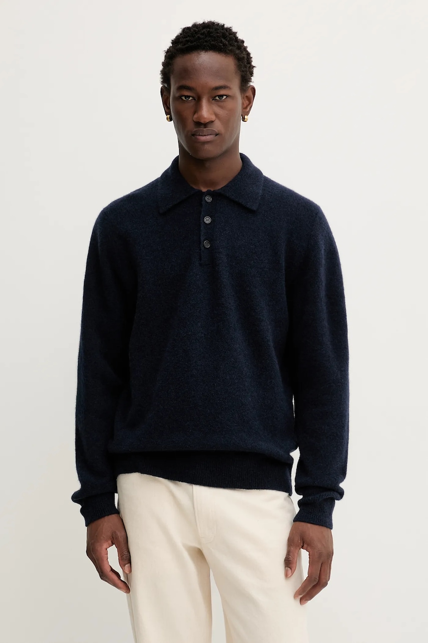 Filippa K pulover din amestec de lână culoarea bleumarin, 31696