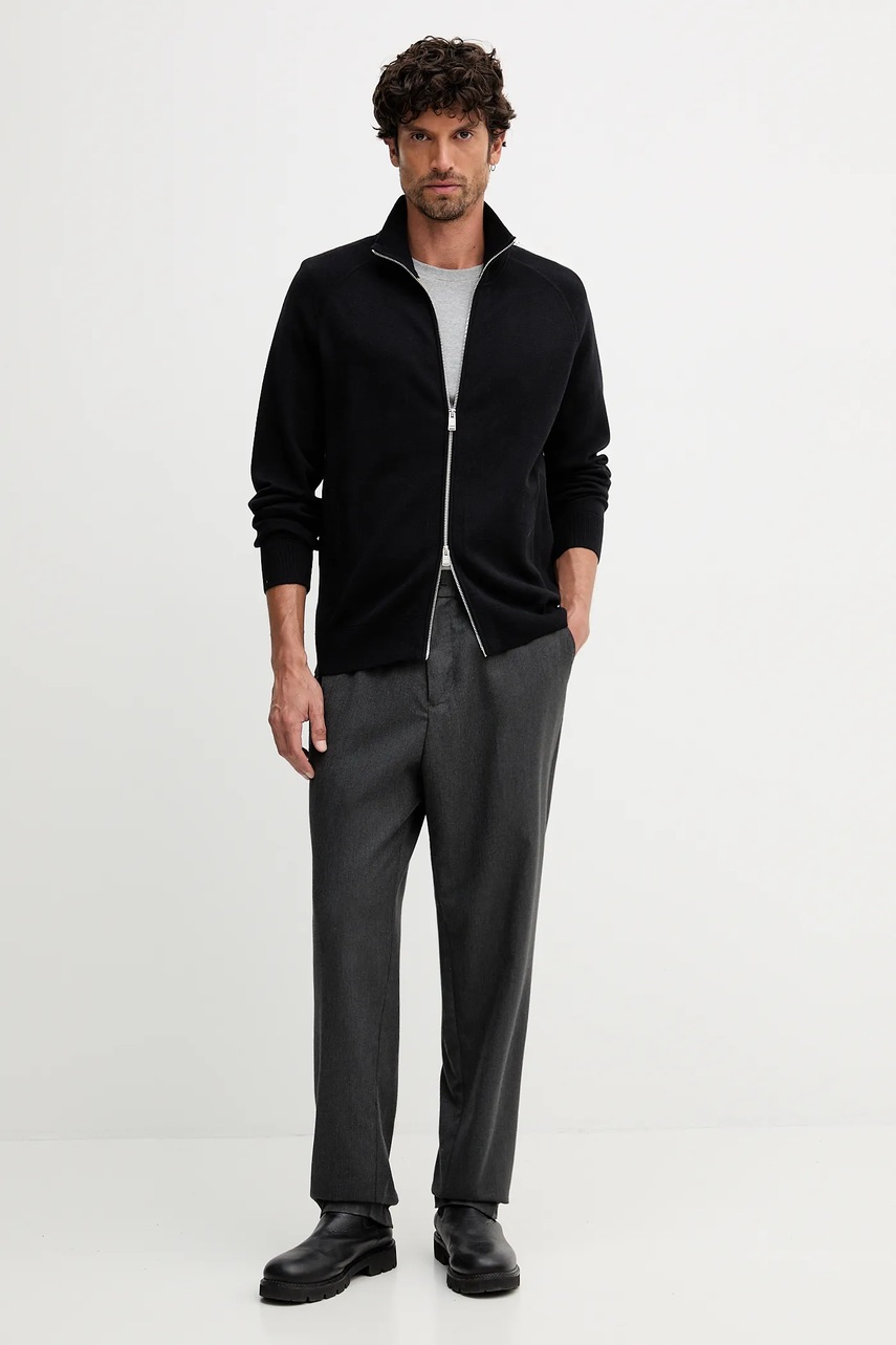 Кардиган с добавлением шерсти BOSS цвет чёрный 50543150