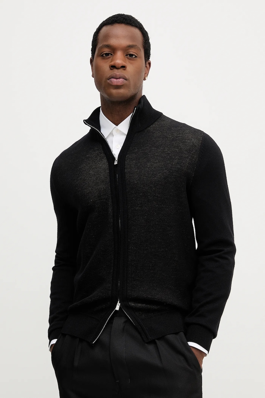 BOSS cardigan din lână culoarea negru, 50543153