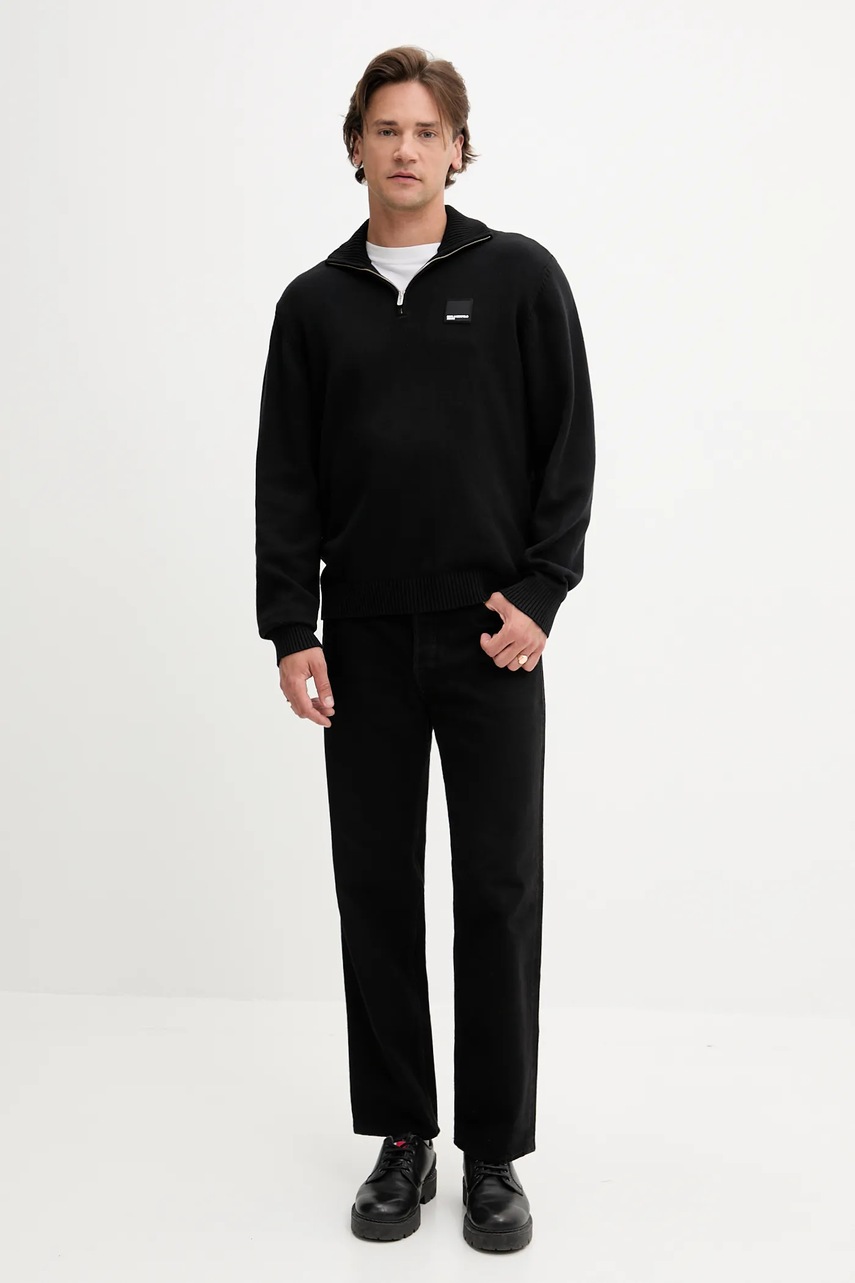 Хлопковый свитер Karl Lagerfeld Jeans цвет чёрный лёгкое с полугольфом A3M18002