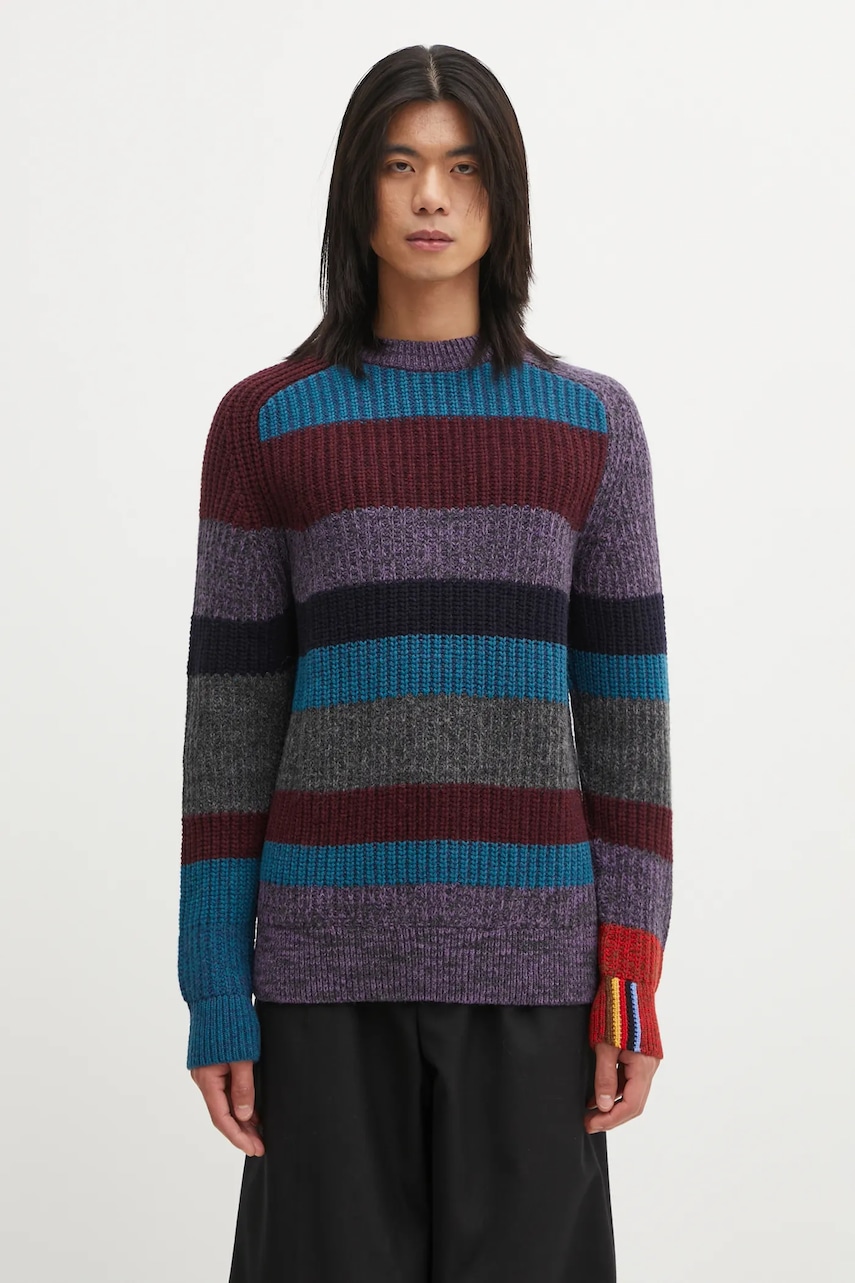 Barbour sweter wełniany x Paul Smith Multi Striped Crew