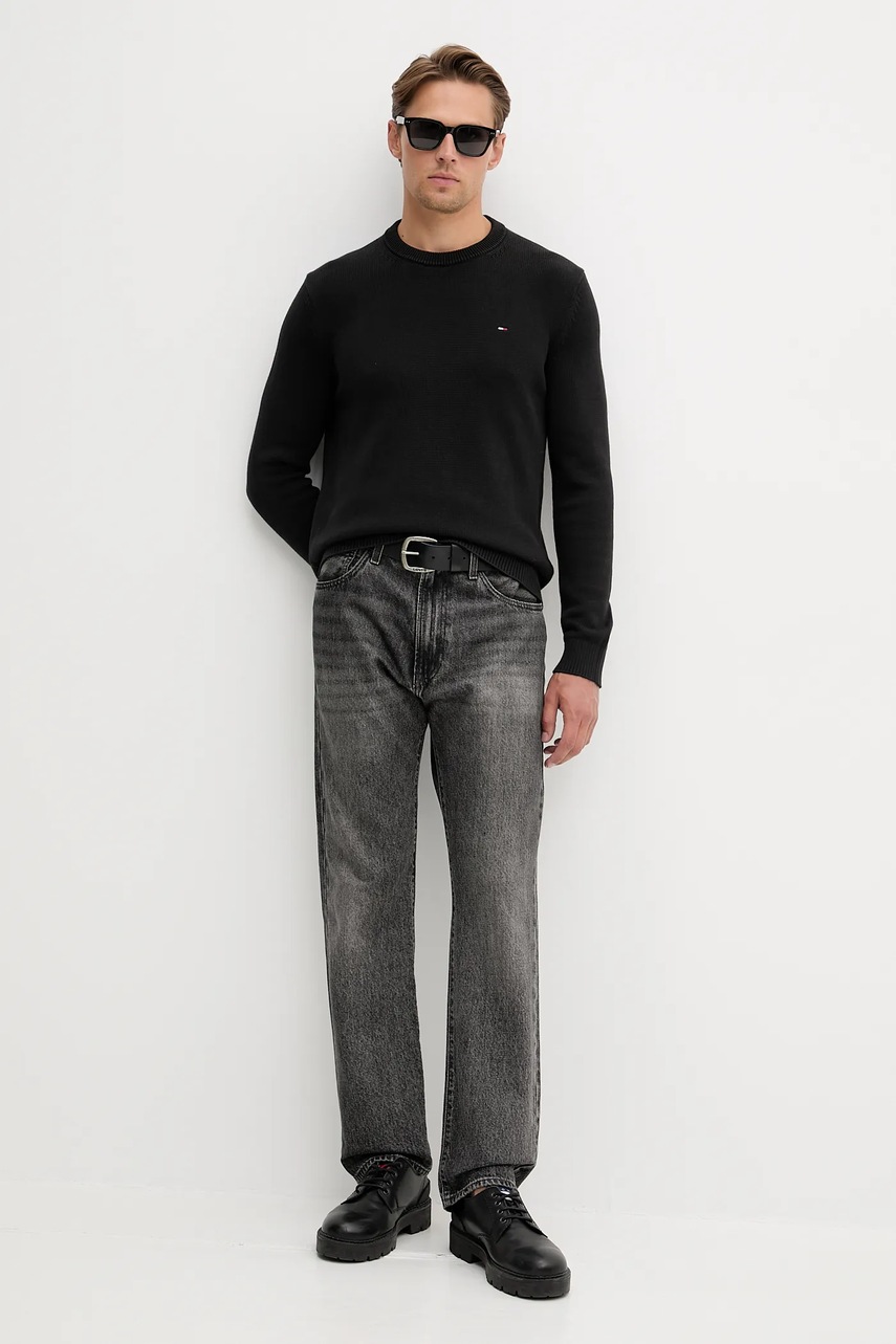 Хлопковый свитер Tommy Jeans цвет чёрный лёгкий DM0DM21787