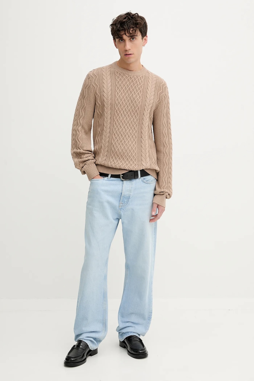 Хлопковый свитер Tommy Jeans цвет коричневый лёгкий DM0DM22101 Хлопковый свитер Tommy Jeans цвет коричневый лёгкий DM0DM22101