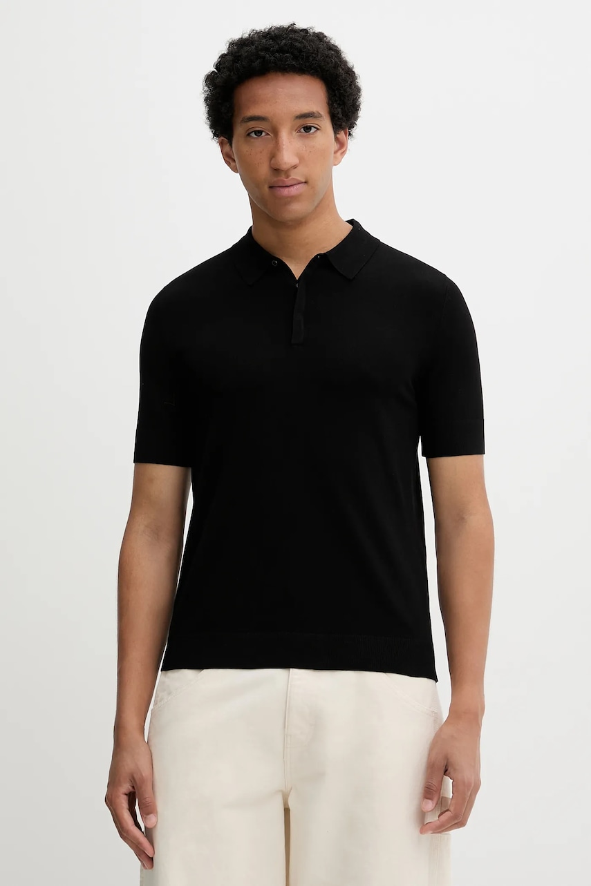 HUGO tricou polo culoarea negru, uni, 50536672