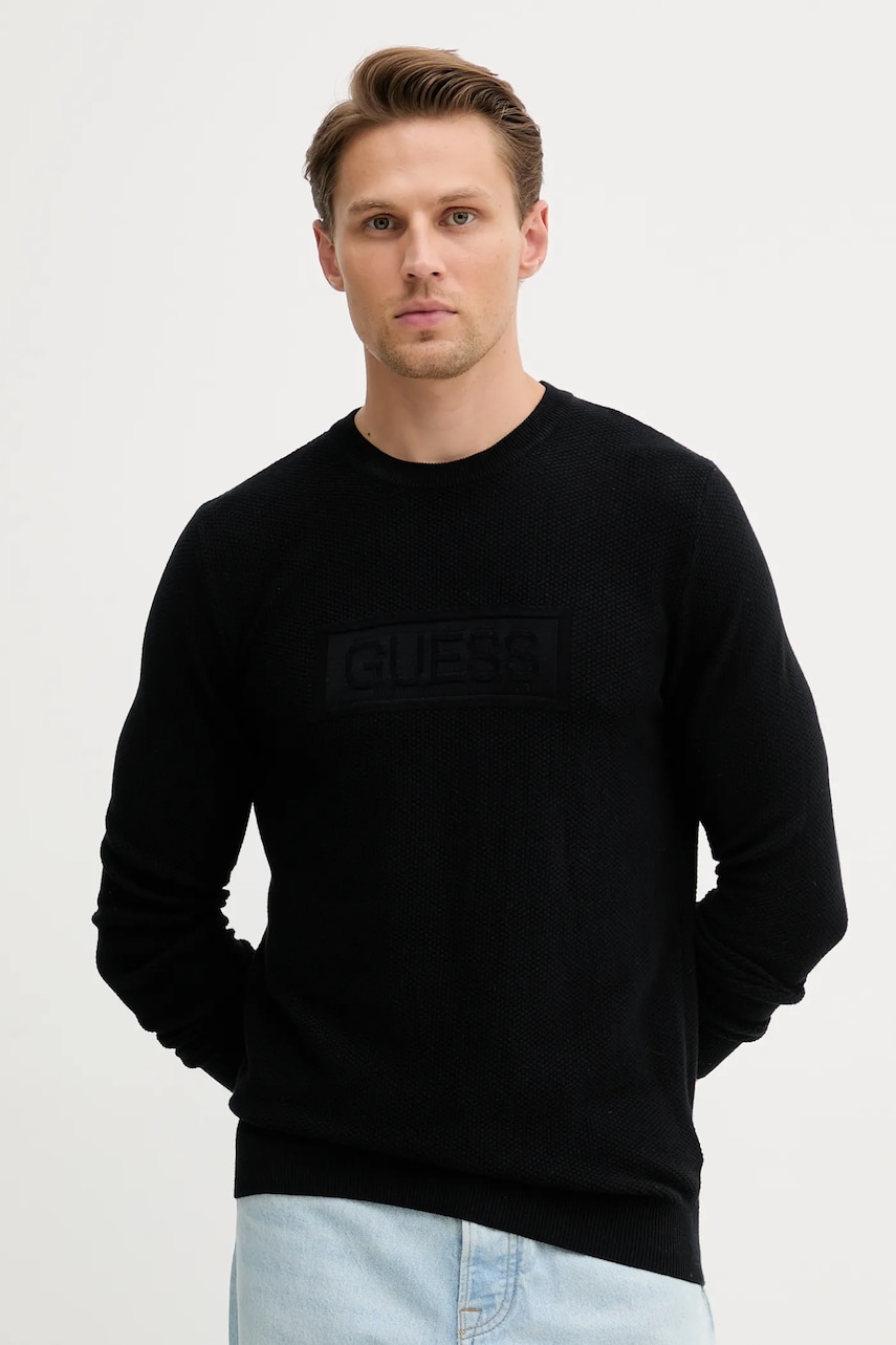 Levně Svetr Guess HARRISON pánský, černá barva, M5YR02 Z3FB1