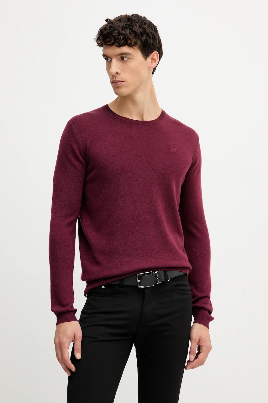 Karl Lagerfeld pulover de lână culoarea bordo, light, 554399.655000