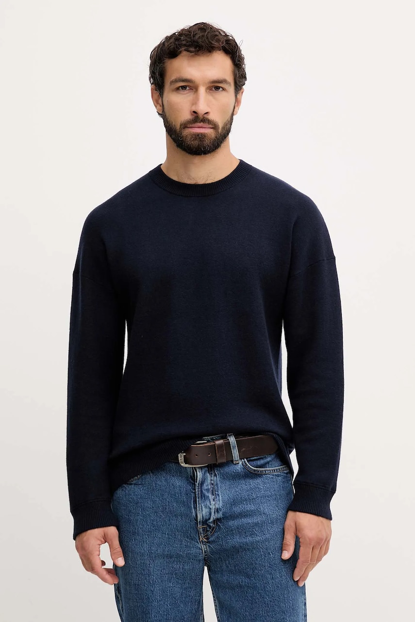 United Colors of Benetton pulover din amestec de lână culoarea bleumarin, 1Y6SK10A7