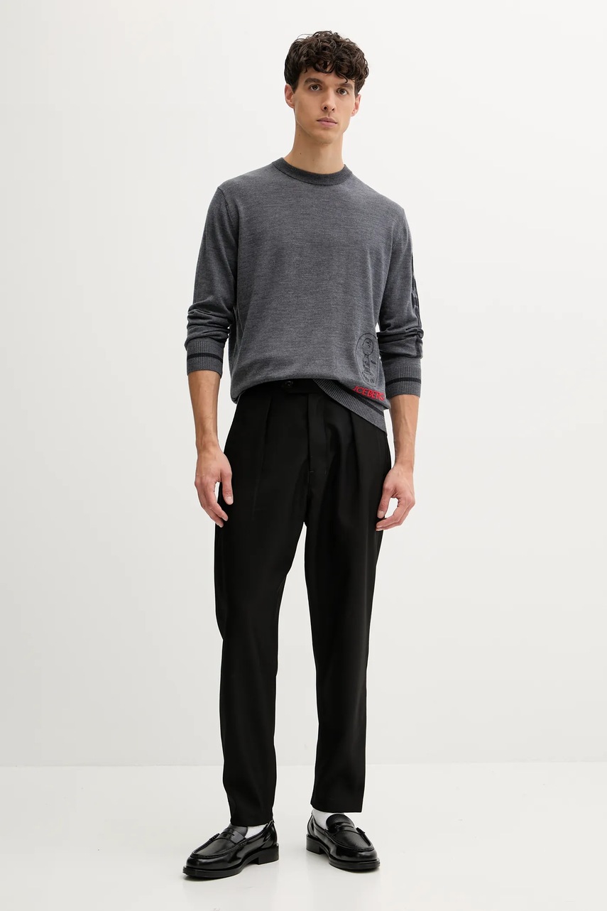 Шерстяной свитер Iceberg цвет серый лёгкий A008 9005 Шерстяной свитер Iceberg цвет серый лёгкий A008 9005