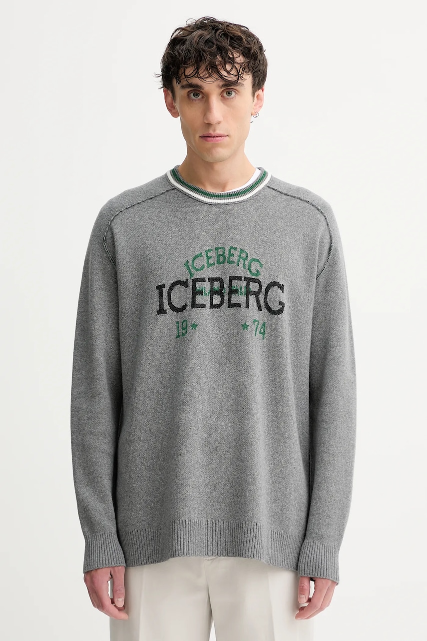 Iceberg pulover de lână culoarea gri, A018 7469
