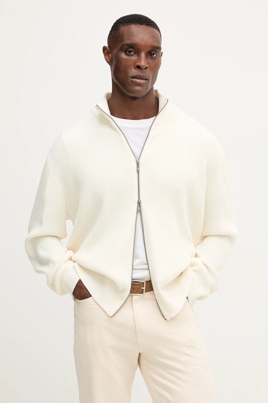 Armani Exchange cardigan din amestec de lână culoarea bej, XM000912 AF10348
