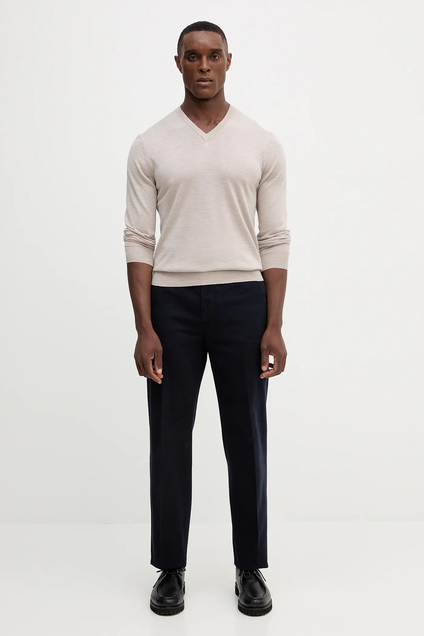 Свитер с шерстью Hackett London цвет бежевый лёгкий HM7000001