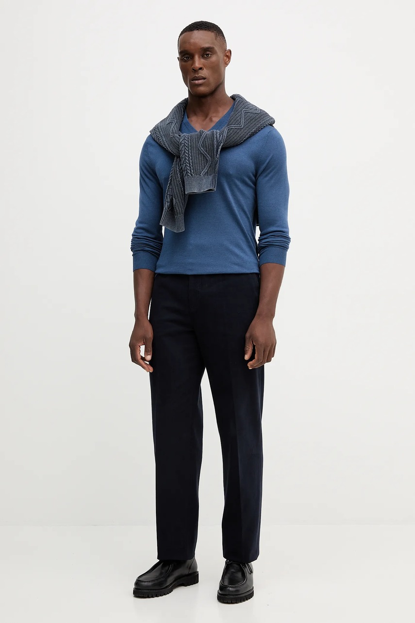 Свитер с шерстью Hackett London цвет синий лёгкий HM7000001