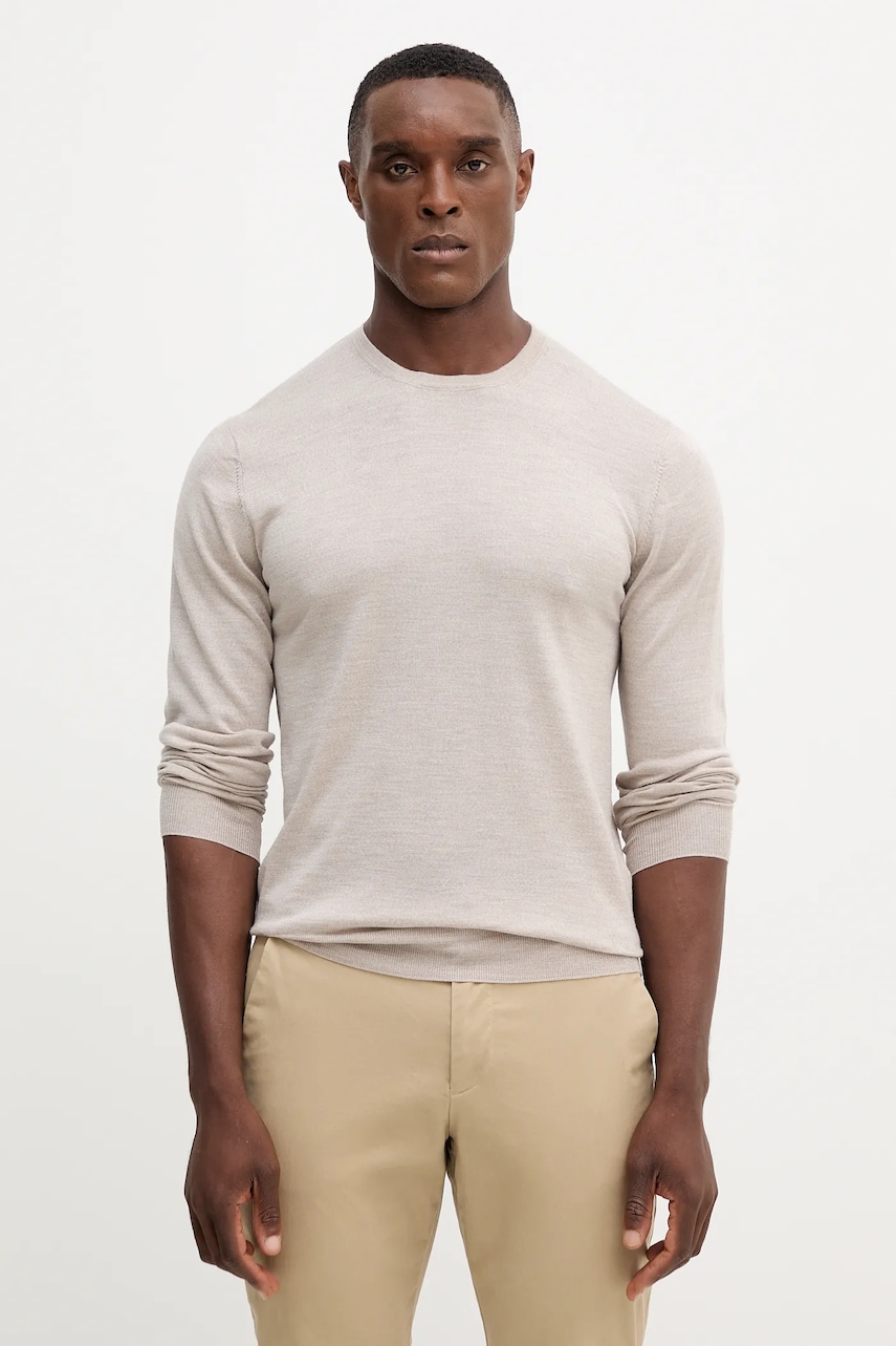 Hackett London pulover de lână culoarea bej, light, HM7000006