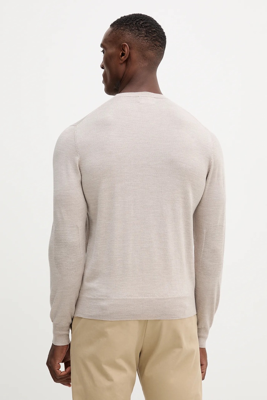 Μάλλινη μπλουζα Hackett London χρώμα: μπεζ, HM7000006 φωτογραφία