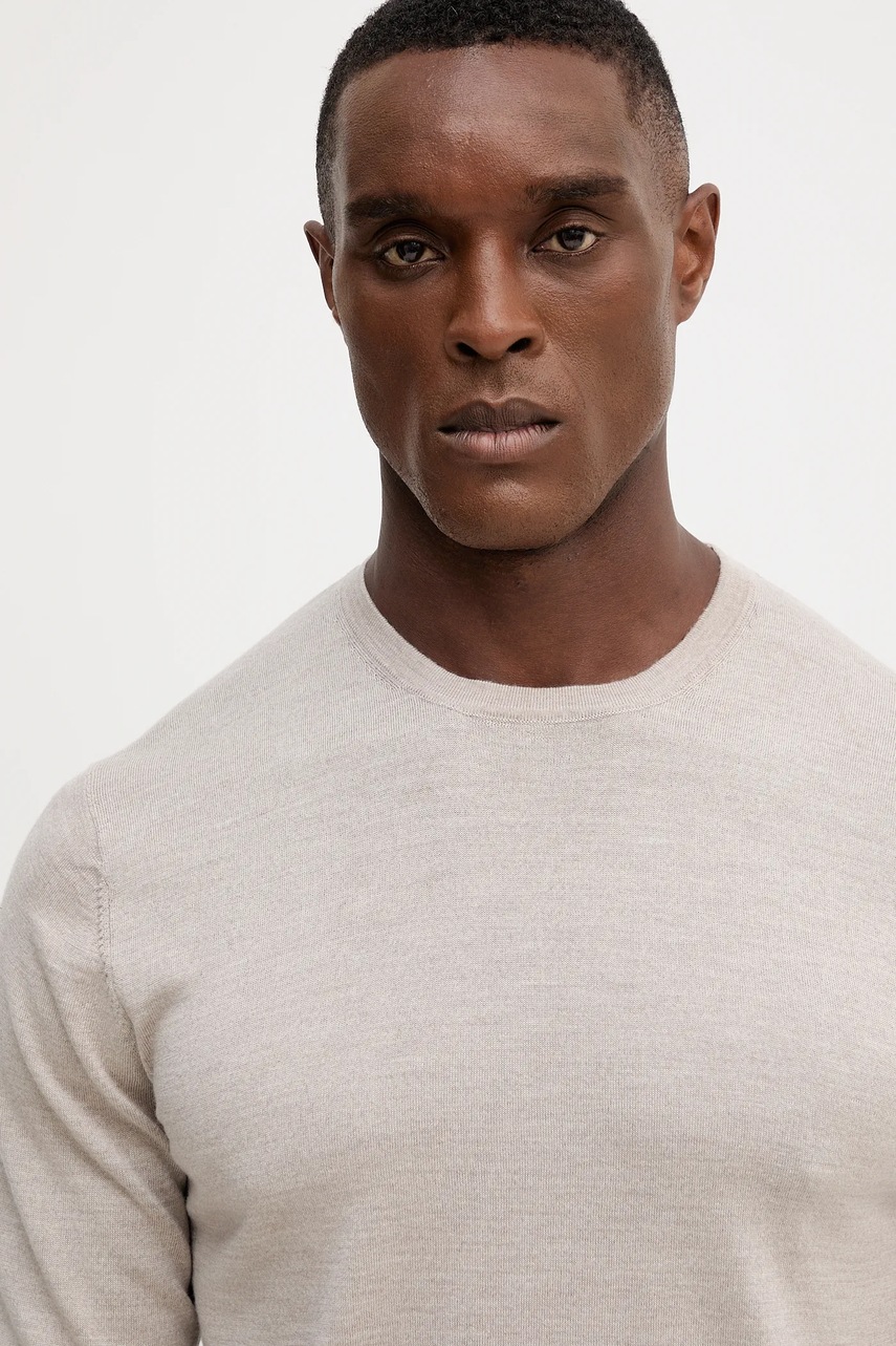 Μάλλινη μπλουζα Hackett London χρώμα: μπεζ, HM7000006 φωτογραφία