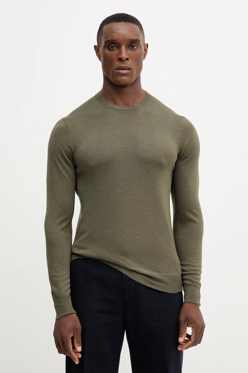 Hackett London pulover de lână culoarea verde, light, HM7000006