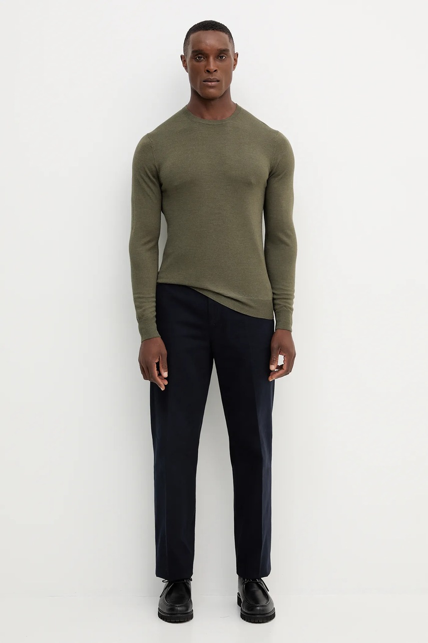 Свитер с шерстью Hackett London цвет зелёный лёгкий HM7000006