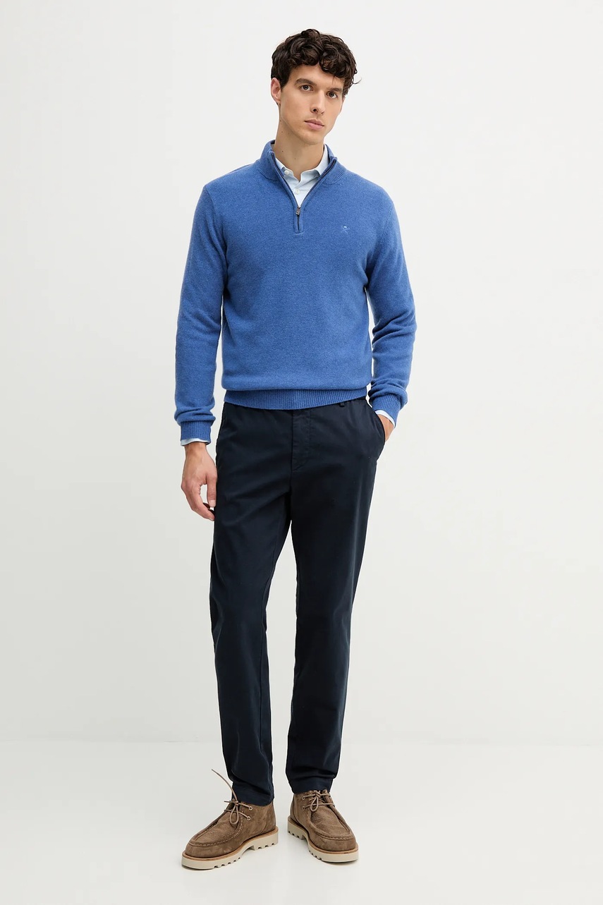 Шерстяной свитер Hackett London цвет синий  HM7000078