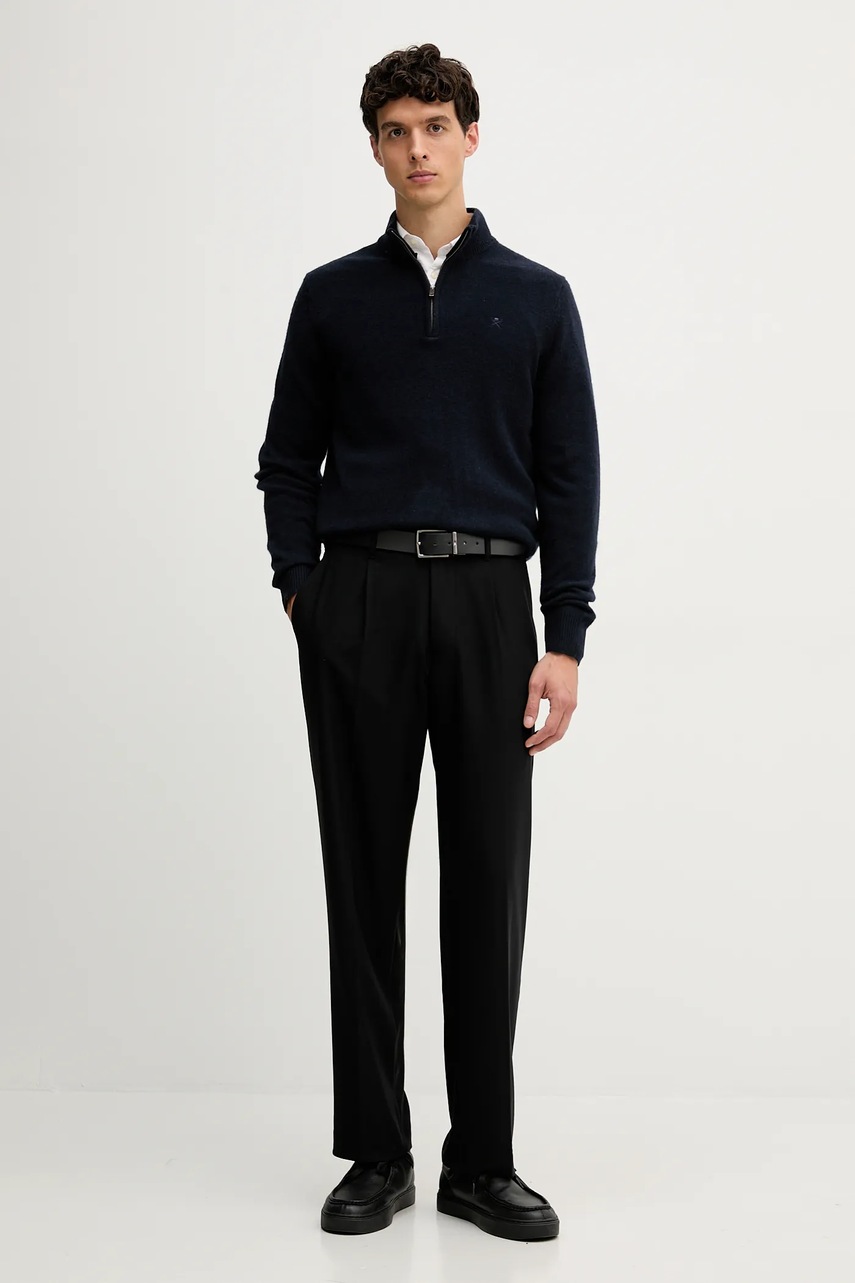 Шерстяной свитер Hackett London цвет синий  HM7000078