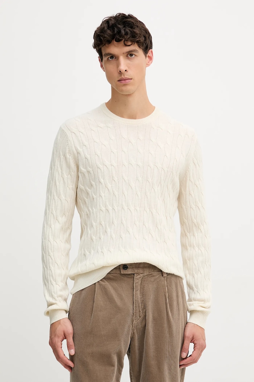 Hackett London pulover de lână culoarea alb, light, HM7000079