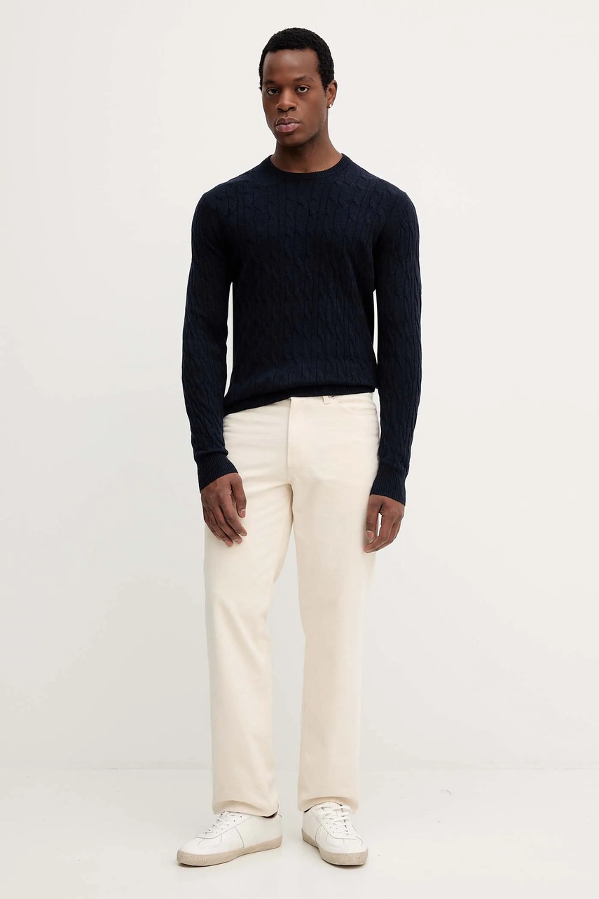 Шерстяной свитер Hackett London цвет синий лёгкий HM7000079