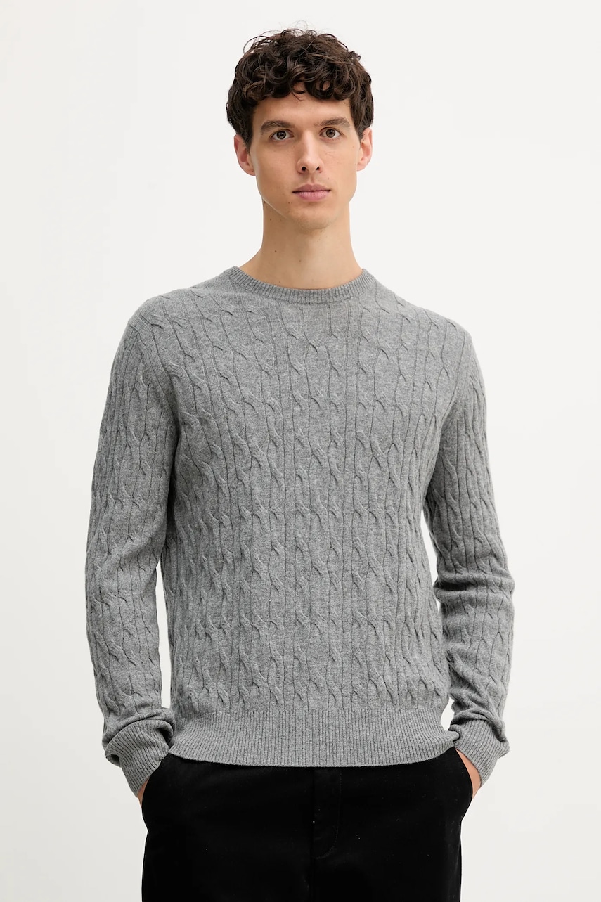 Hackett London pulover de lână culoarea gri, light, HM7000079