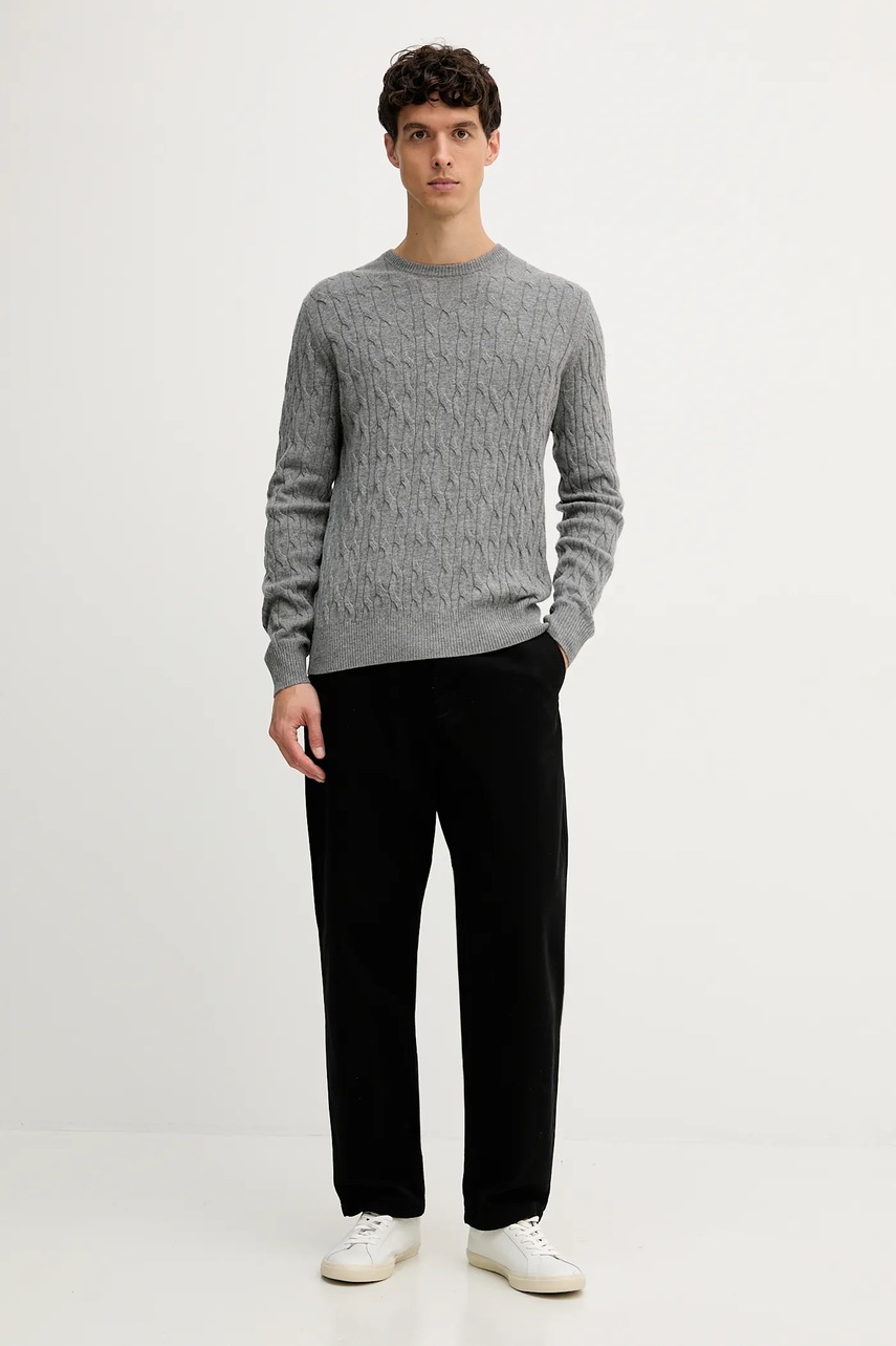 Шерстяной свитер Hackett London цвет серый лёгкий HM7000079