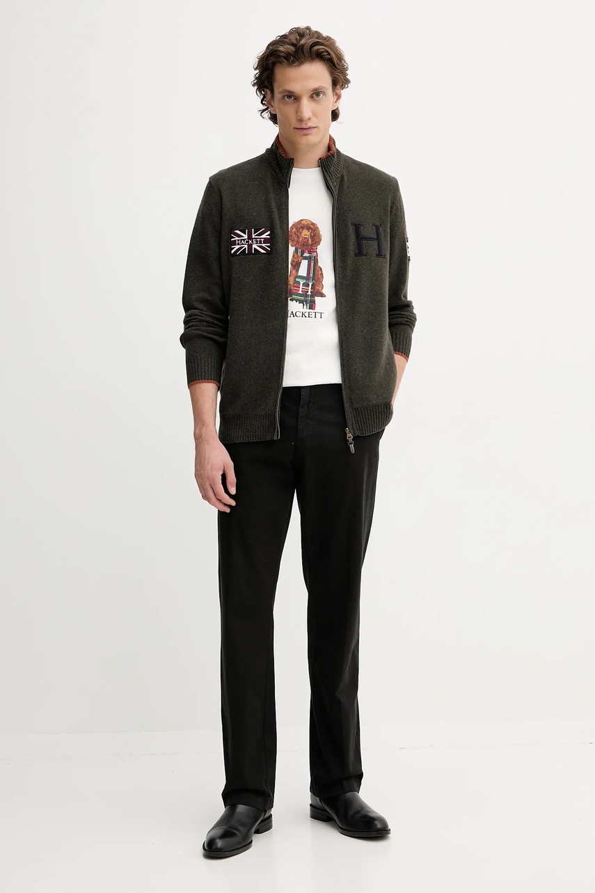 Шерстяной кардиган Hackett London цвет зелёный HM7000052