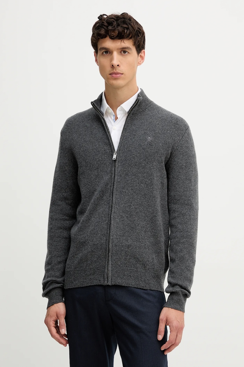 Hackett London cardigan din lână culoarea gri, HM7000077